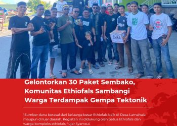 Gelontorkan 30 Paket Sembako, Komunitas Ethiofals Sambangi Warga Terdampak Gempa Tektonik