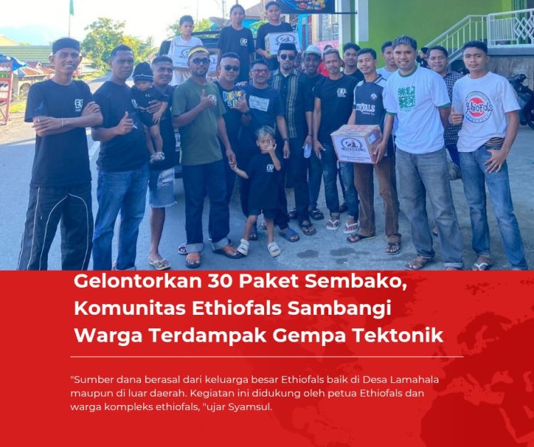 Gelontorkan 30 Paket Sembako, Komunitas Ethiofals Sambangi Warga Terdampak Gempa Tektonik