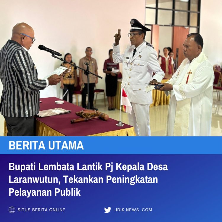Bupati Lembata Lantik Pj Kepala Desa Laranwutun, Tekankan Peningkatan Pelayanan Publik