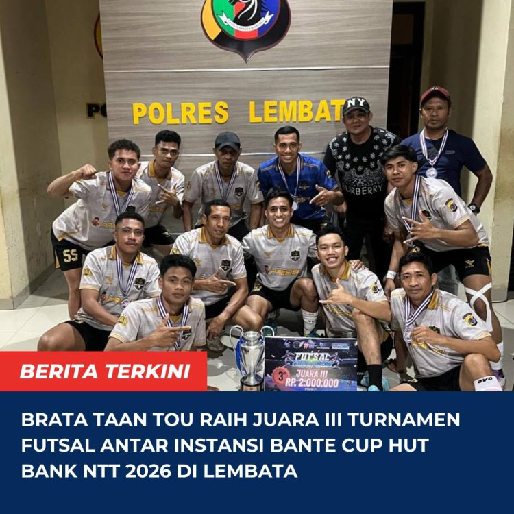 Brata Taan Tou Raih Juara III Turnamen Futsal Antar Instansi Bante Cup HUT Bank NTT 2026 di Lembata
