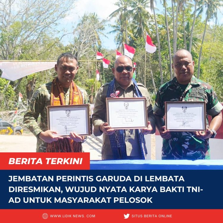 Jembatan Perintis Garuda di Lembata Diresmikan, Wujud Nyata Karya Bakti TNI-AD untuk Masyarakat Pelosok