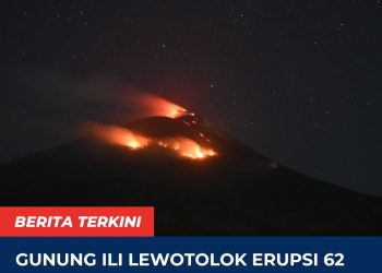 Gunung Ili Lewotolok Erupsi 62 Kali, Status Level II Waspada